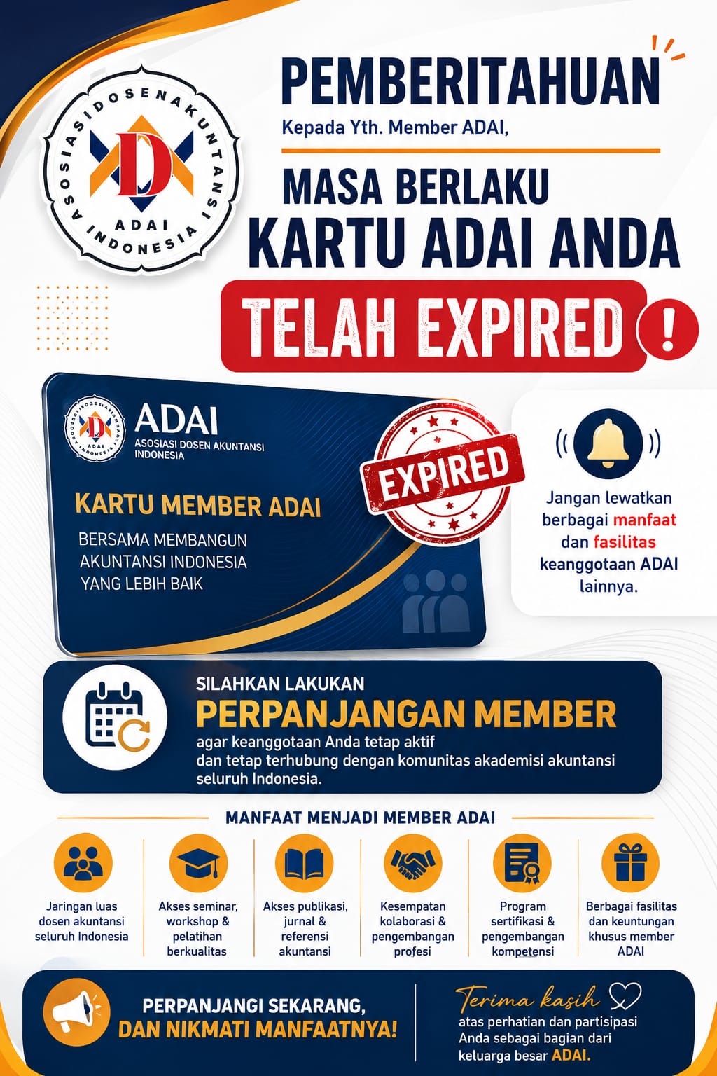 PENGUMUMAN PERPANJANGAN MASA KEANGGOTAAN ADAI