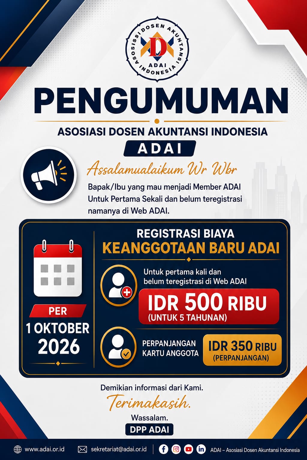 REGISTRASI DAN PERPANJANGAN KEANGGOTAAN ADAI